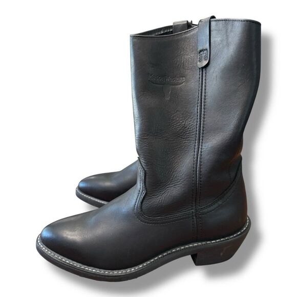 Mason Western Black Leather 981 Pull On Boots Rodeo Cowboy Country Men’s Sz 12B - Picture 1 of 13